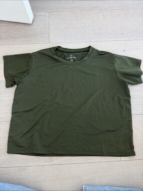 Olive Green Cropped Crewneck Tee